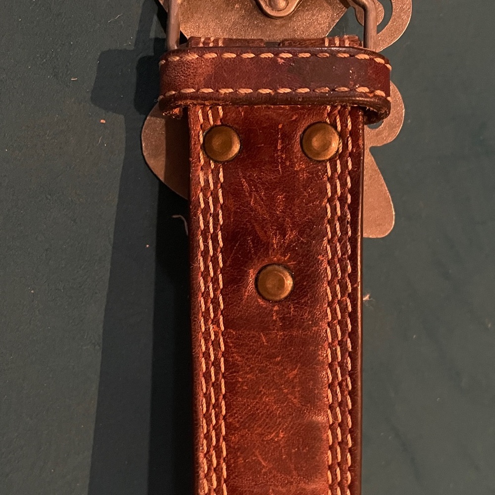 Women’s Nocona Genuine Leather Westen Belt 34 Butterfly Cross Statement Buckle - Picture 15 of 16